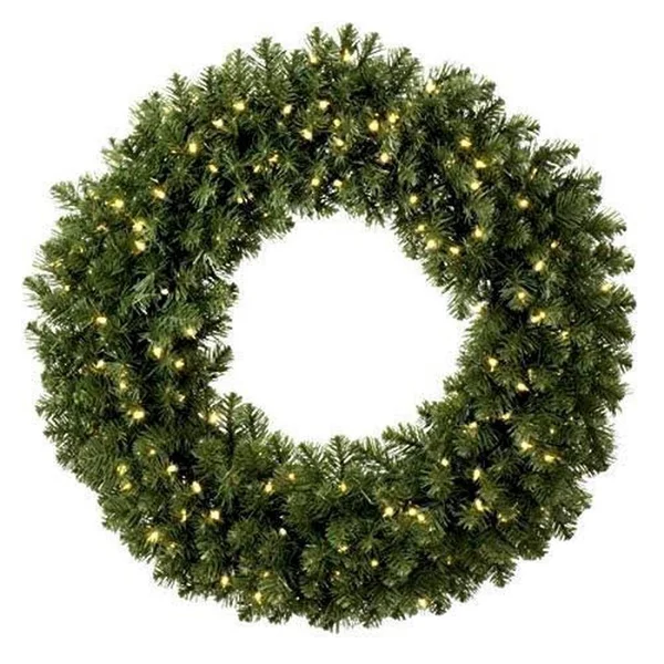 Red Sleigh 48x22 Prelit LED Sequoia Fir Commercial-Grade Traditional Christmas Wreath, Warm White LED Lights