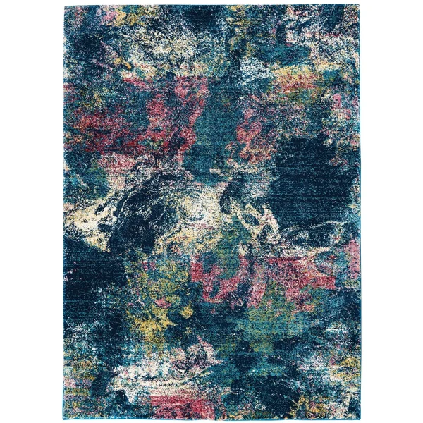 Nourison Fusion Runner RUG: 2&2x22 x 7&6x22 Blue Multi Colored
