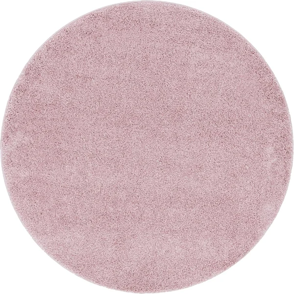Soft Solid Shag 5 ft Round Pink Area Rug