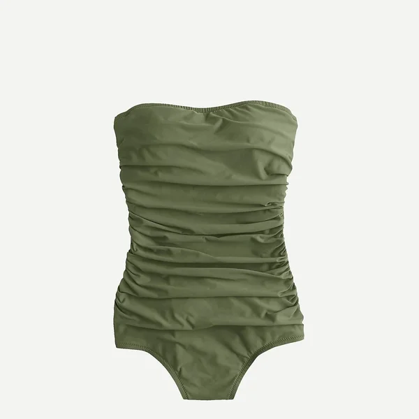 J.Crew Womens Ruched Bandeau One-Piece Swimsuit (Size 24)