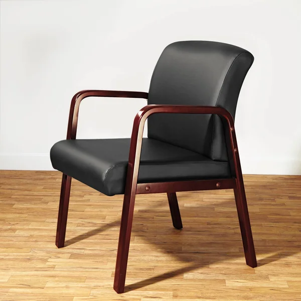 Alera Reception Lounge Series Guest Chair, Cherry/Black Leather, Size: 24 x 26 x 33.25