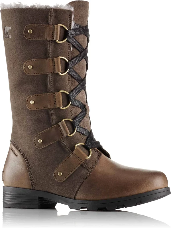 Sorel Women's Emelie Lace-Up Waterproof Boots, Major/Black Waterproof Leather/Suede, 7.5