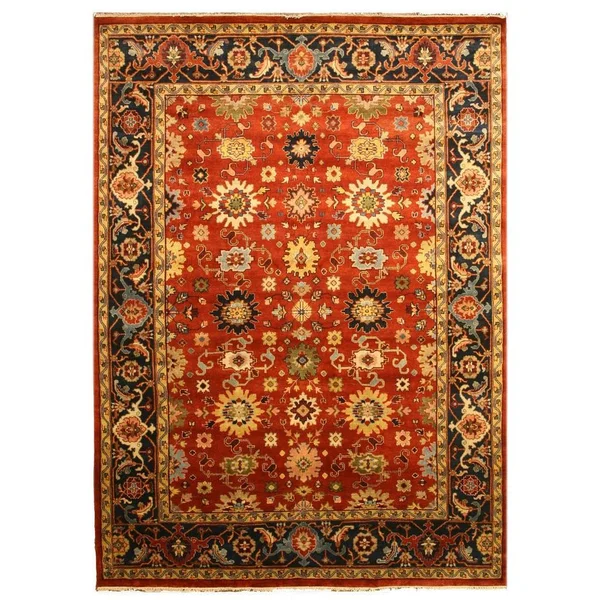 Hand-Knotted Wool Rust Traditional Oriental Super Mahal Rug - Size: 4& x 6&