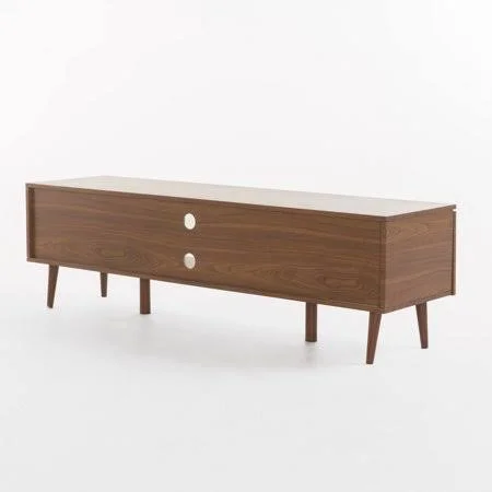 Noble House Cresent Wood Mid Century Modern TV Entertainment Stand - Walnut