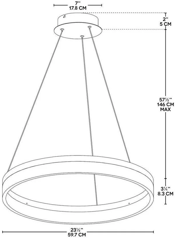 Bazz Lighting P14786BS Orion 23-1/2 inch Wide Integrated LED Ring Chandelier - Grey, Gray