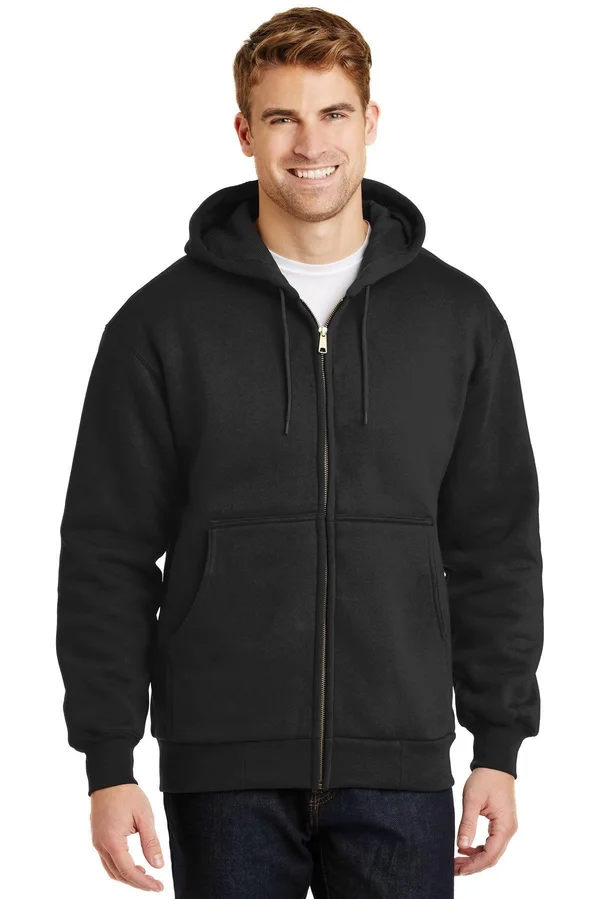 Cornerstone CS620 Heavyweight Full Zip with Thermal Lining Hooded Sweatshirt - Black - S