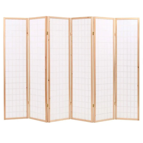 vidaXL Folding 6-Panel Room Divider Japanese Style 94.5x22x66.9x22 Natural