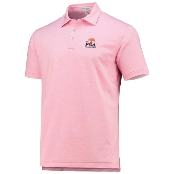 Peter Millar 2021 PGA Championship Pink Jubilee Striped Performance Polo Size: Small