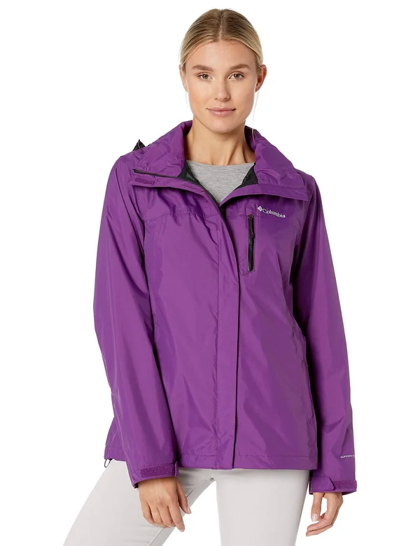 Columbia Pouration Jacket Women's Coat Wild Iris/Black : MD