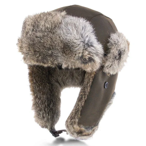 Walrus Hats Genuine Rabbit Fur Brown Trapper Hat - Black - Medium