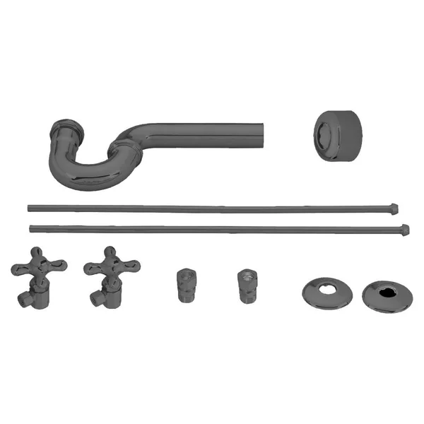 Westbrass Traditional Pedestal Lavatory Kit - Cross Handles, Black, D1838L-62