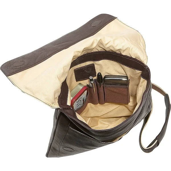 Piel Leather Small Vertical Messenger - Chocolate