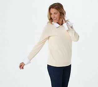 Laurie Felt Layered Sweater - Size 2X, Ecru