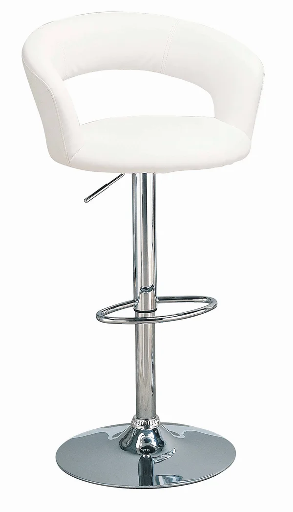 Coaster Low Back Upholstered Bar Stool With Adjustable Height - White/Chrome