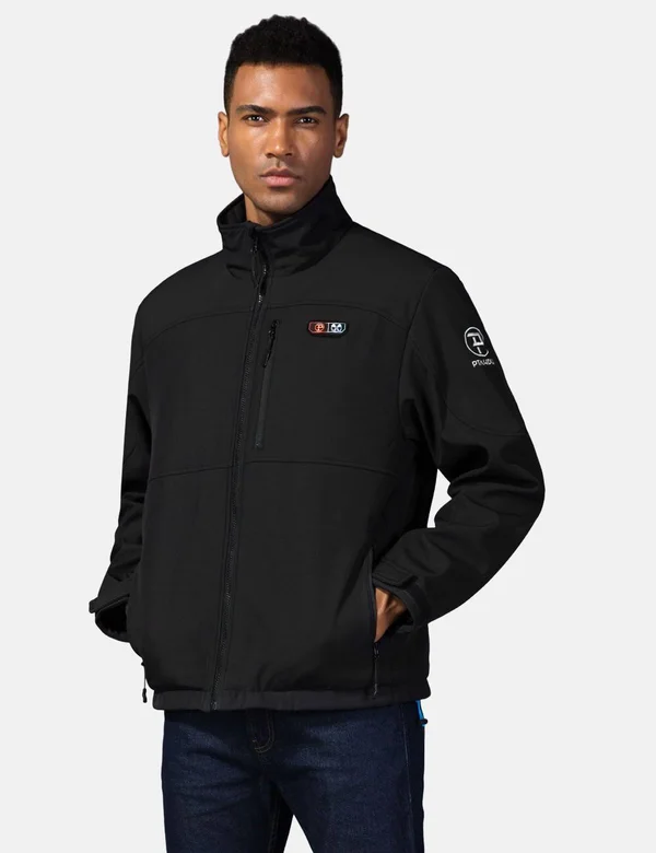 PTAHDUS Men's Heated Jacket Soft Shell with Hand Warmer - with 7.4V
