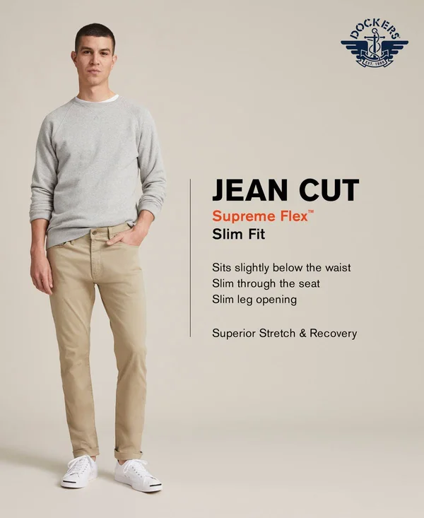 Dockers Men's Jean-Cut Supreme Flex Slim Fit Pants - Created for Macy&s - Black