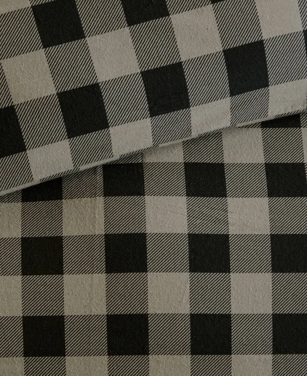 Woolrich - Flannel Check Print Cotton Duvet Cover Set - Black/Red - King/Cal King