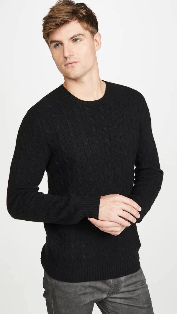 Polo Ralph Lauren Cable-Knit Cashmere Sweater: Men's - Polo Black, M