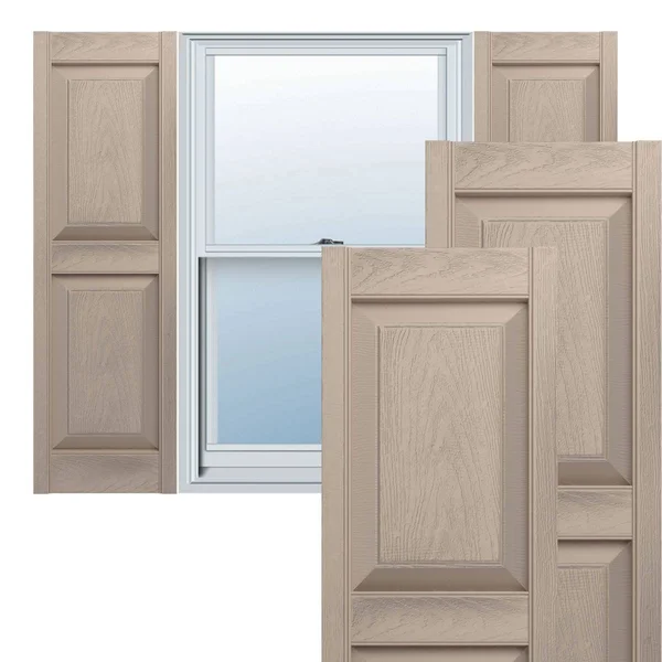 14 3/4x22W x 75x22H Lifetime Vinyl - Standard Two Equal Panels, Raised Panel Shutters, w/Installation Shutter-Lok&s & Matchin