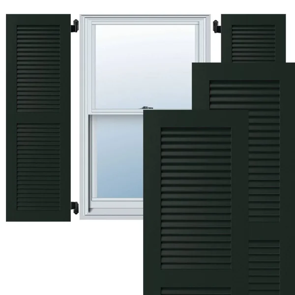 Ekena Millwork CWL15X075CGC 15x22W x 75x22H Exterior Composite Louvered Shutters (Per Pair), Chrome Green