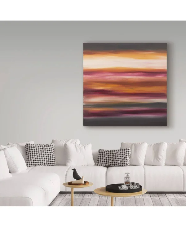 Trademark Art Hilary Winfield 'Sunset Stripes Pink Orange' Canvas Art