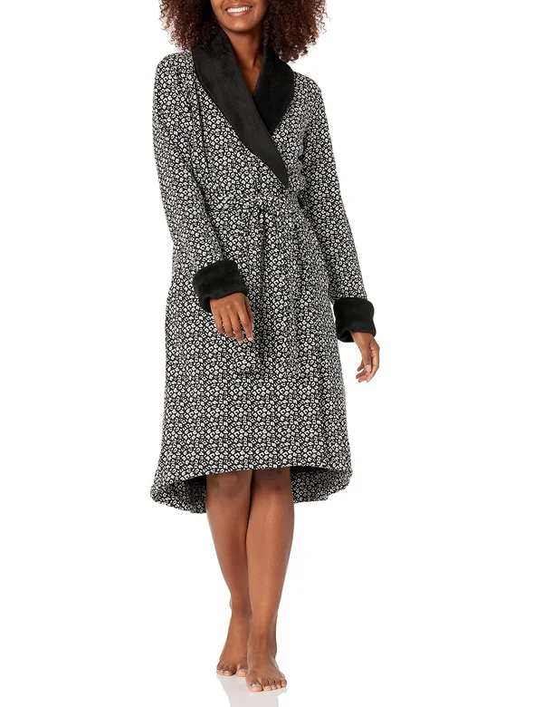 Ugg Duffield II Robe Women's Robe Black/Grey Micro Leopard : SM