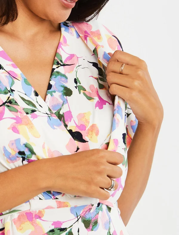 Motherhood Maternity - Tie Detail Pull Over Nursing Dress - S