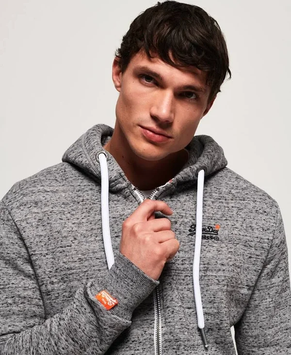 Superdry Orange Label Full Zip Hoodie Grey