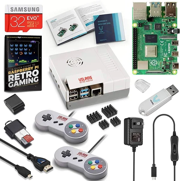 Vilros Raspberry Pi 4 Retro Gaming Kit with SNES Style Controllers and NES Style Case (4gb Ram)