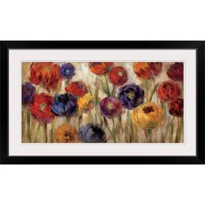 &Asters and Mums& Silvia Vassileva Painting Print Red Barrel Studio Format: Black Framed - Size: 26x22 H x 44x22 W x 1x22 D