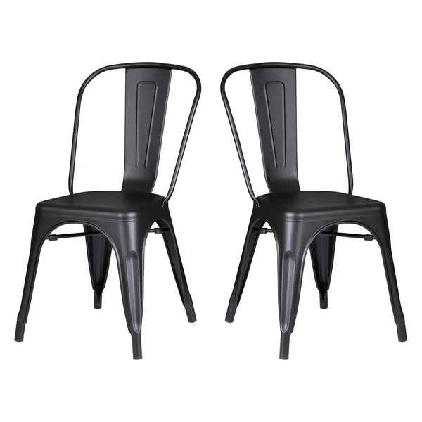 Christies Home Living Metal Stackable Dining Side Chair - Set of 2 - Black
