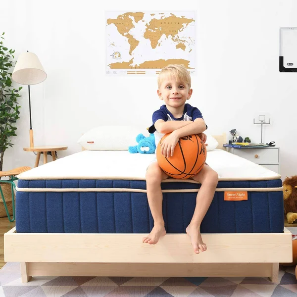 Sweetnight Ocean Blue 8x22 Hybrid Mattress - Gel Memory Foam & Individually Pocket Springs, Full Size