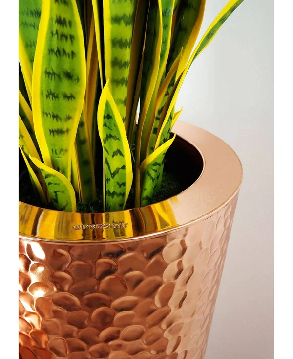 Le Present J256 Stainless Steel Cone Hammered Copper Planter, Hammered Copper - 36 x 14 x 14 in.