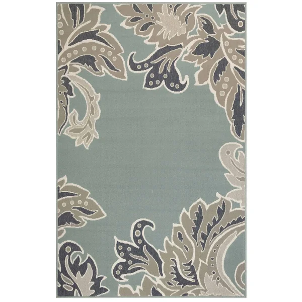 Liora Manne Riviera Ornamental Leaf Outdoor Rug (7&10x22 x 9&10x22 - Red)