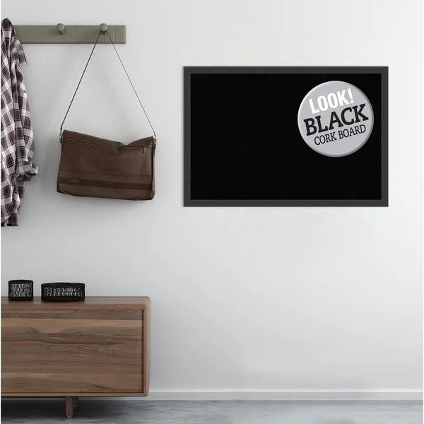 Amanti Art Mezzanotte Black Framed Cork Board
