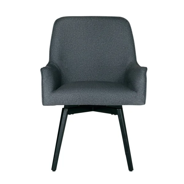 Studio Designs Home Spire Luxe Charcoal Gray Swivel Dining, Office Chair with Arms and Metal Legs