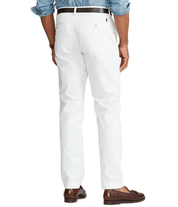 Polo Ralph Lauren Mens Classic Fit Flat Front Chino Pants White