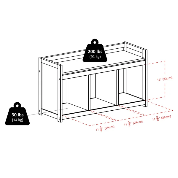 Winsome Addison 4pc Storage Bench with 3 Foldable Corn Husk Baskets