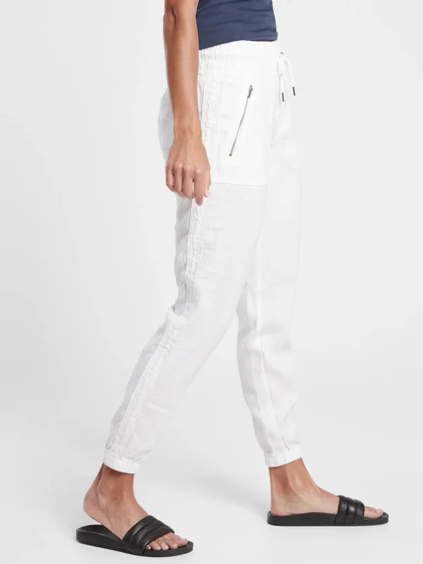 Athleta Women's Cabo Linen Jogger Calla Lily Size 0