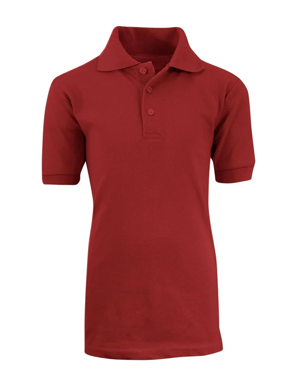 Case of Boys& Burgundy Short Sleeve Polo Shirt - Size 20