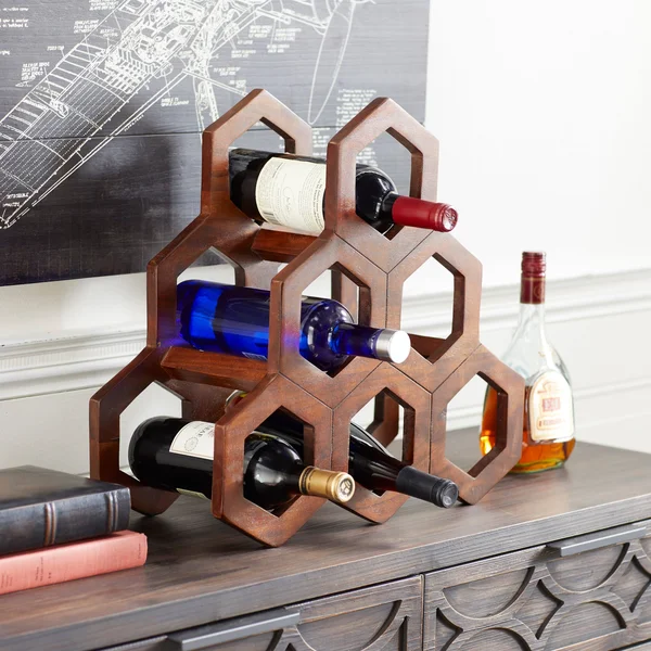 Brown Wood Contemporary Wine Rack - 17x22 x 18x22 x 8x22 - 28824, 17.35" x 18.20" x 8.00"