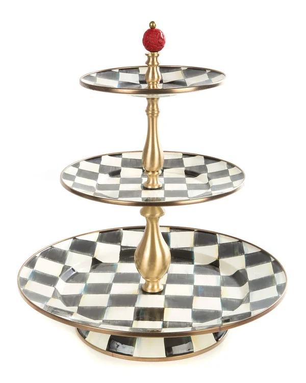 MacKenzie-Childs - Courtly Check Enamel Three Tier Sweet Stand
