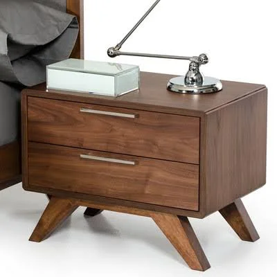 Merrinda 2 Drawer Nightstand Color: Walnut Veneer
