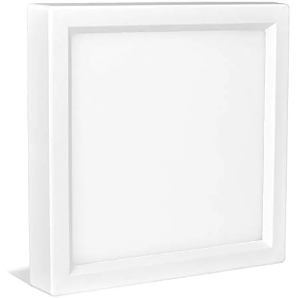 Luxrite 4 inch Square LED Flush Mount Ceiling Light - 10W, White Finish, 4000K (Cool White), 600 Lumens, Dimmable, Surface Mount