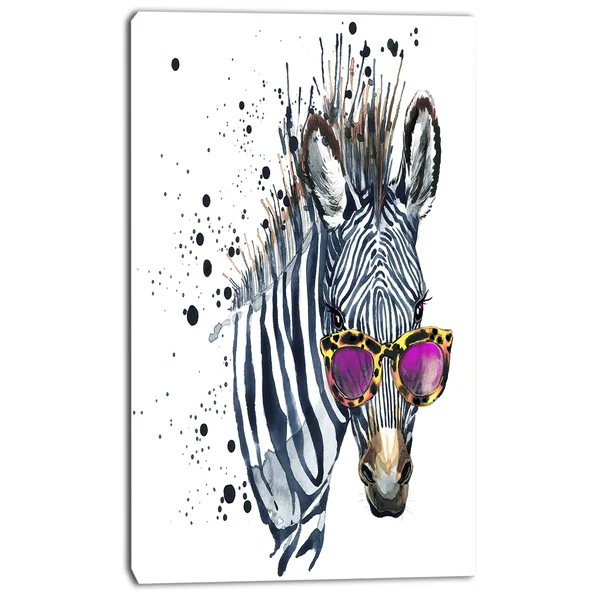 Design Art Animal &Funny Zebra Watercolor& Painting, Blue