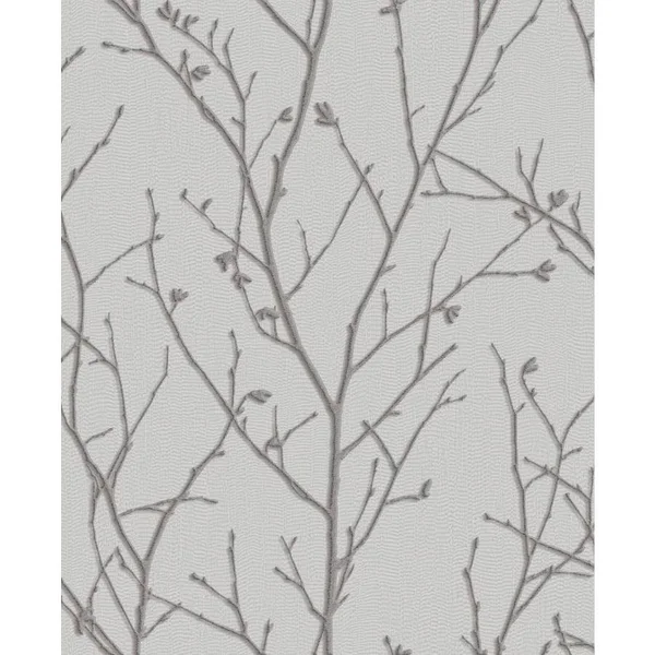 Graham & Brown Water Silk Sprig Silver Wallpaper