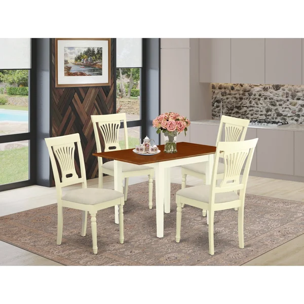 East West Furniture Dining Room Set Buttermilk & Cherry, NDPL5-WHI-C