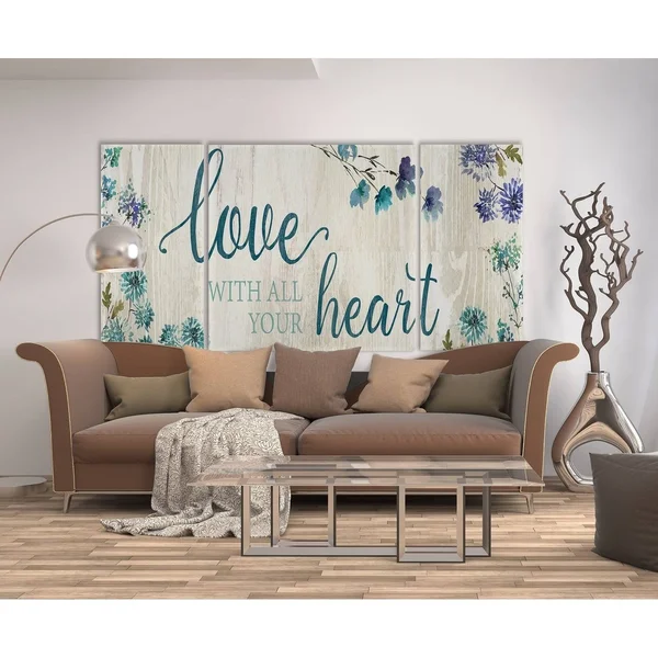 Wexford Home 'Love with All Your Heart' Canvas Premium Multi Piece Art - Extra Large