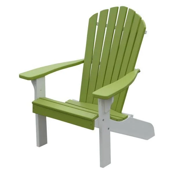 Poly Fanback Adirondack Chair with White Frame - Size: 5.5, Red