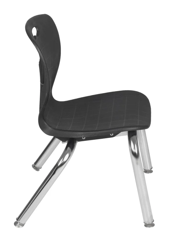 Regency Kee 30x22 Square Height Adjustable Mobile Classroom Table - Grey & 4 Andy 12-in Stack Chairs- Black